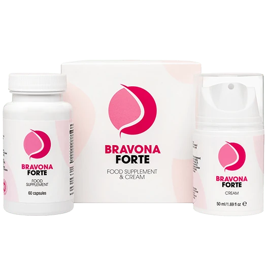 Kit Bravona Forte complet : crème et gélules pour l'augmentation du buste.
